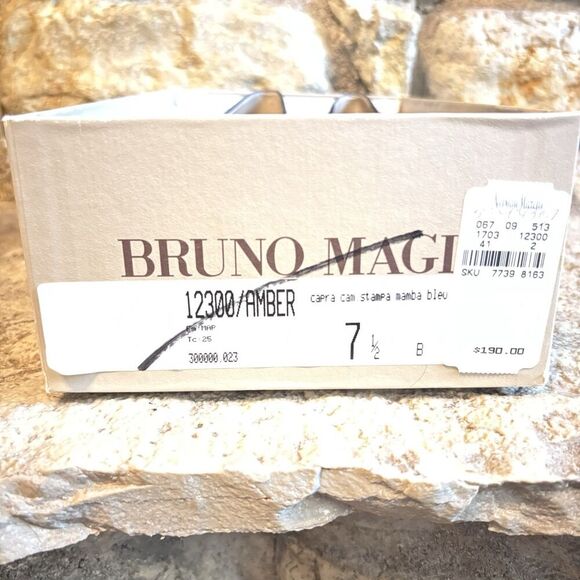 BRUNO MAGLI Vintage Amber Mamba Blue Lizard Embossed Suede Low Heel Pumps 7.5 - Picture 5 of 5